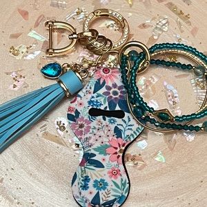 Blue Floral Bracelet Keychain